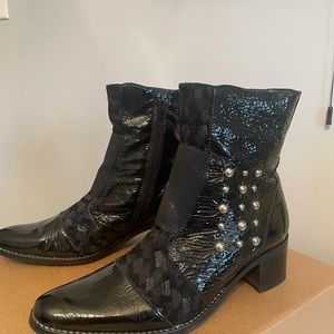 Black Patent Designer Ankle Boots